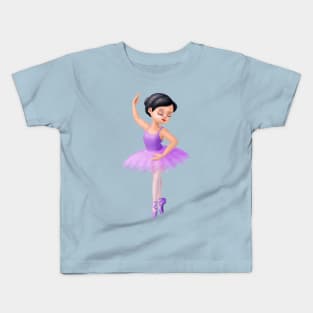 Cute Purple Tutu Ballerina Girl Dancer Kids T-Shirt